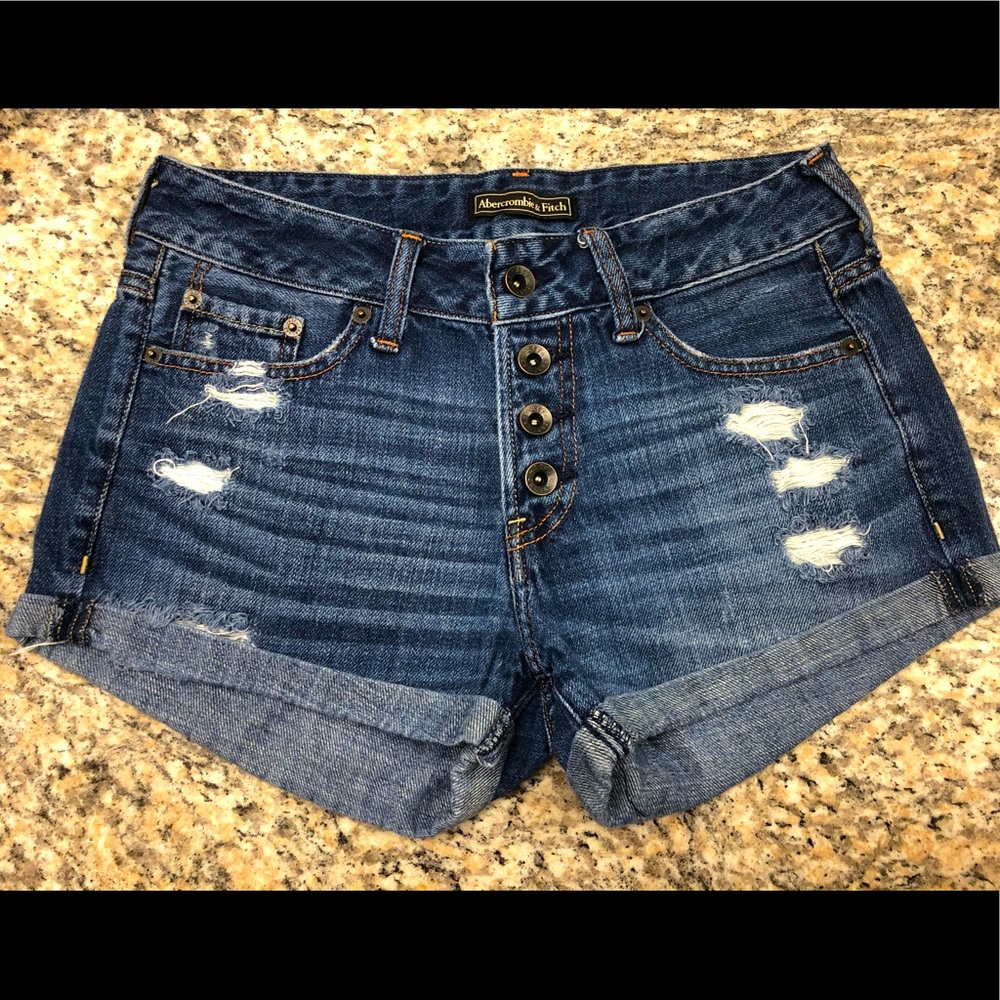 Abercrombie and Fitch High Waisted Destroyed Jean Shorts